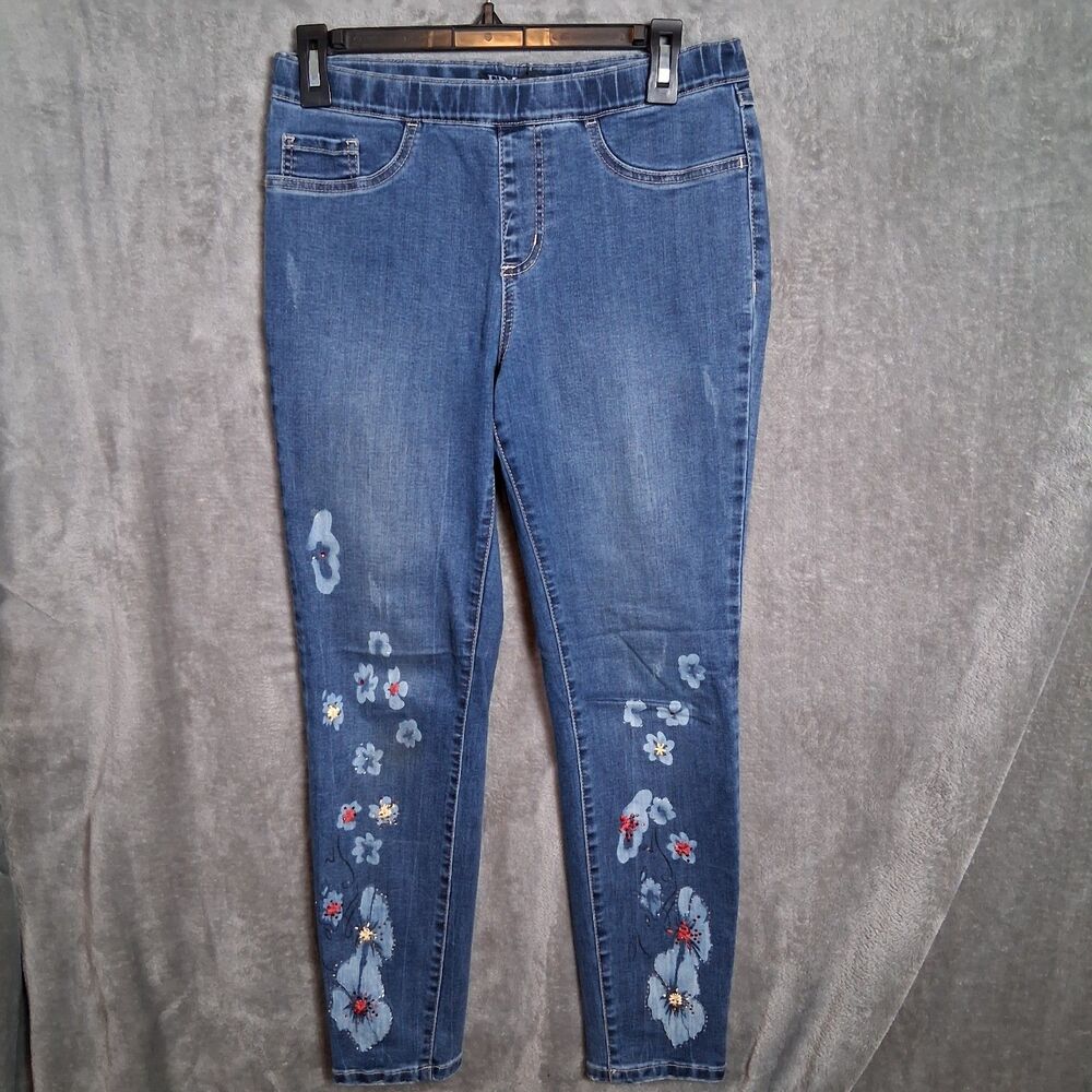 FDJ French Dressing Jeans Women's Sz 6 Floral Print Medium Dark‎ Wash Stretch
